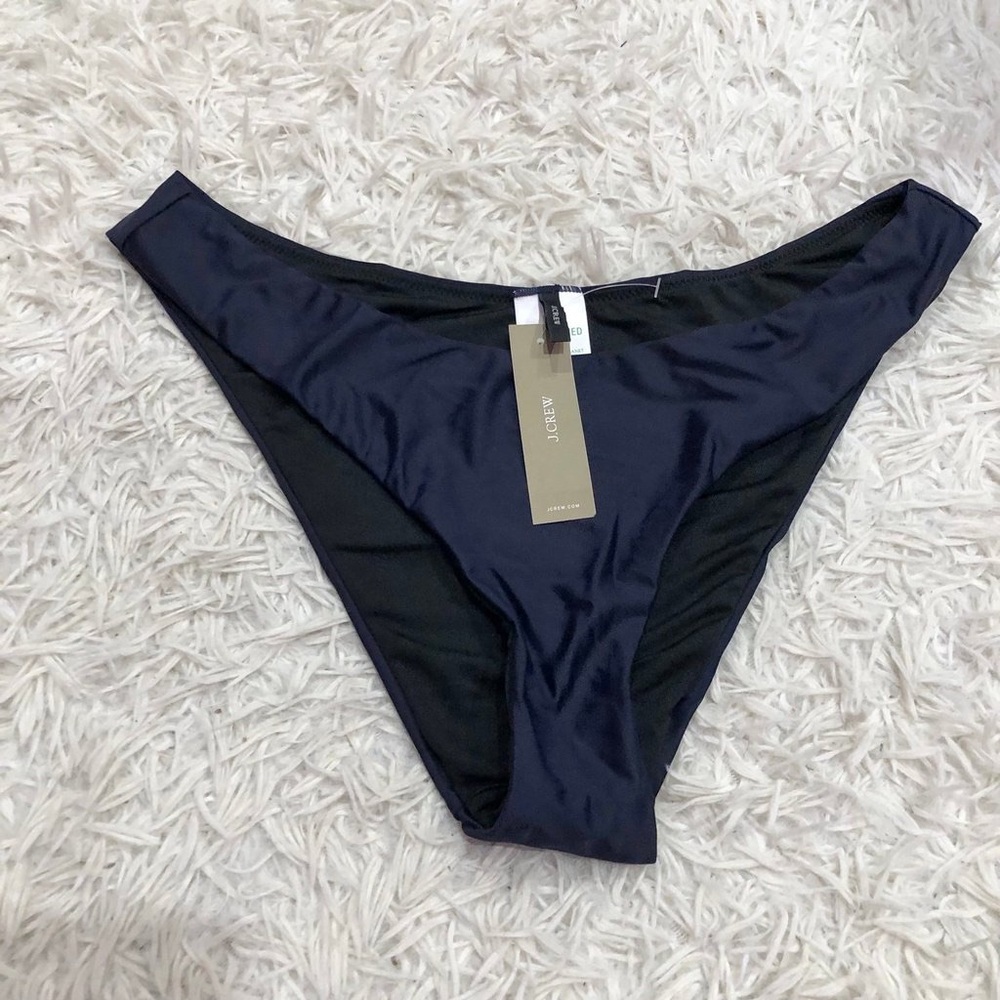 J.Crew Curved Waist Cheeky Bikini Bottom Navy Blue Size Medium